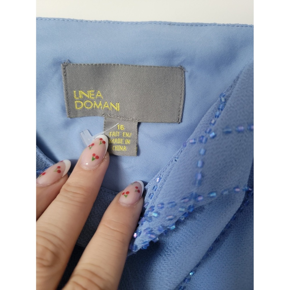 Linea Domani Vintage Elegant Dusty Blue Maxi Dressβ with Beaded Bodice - Picture 5 of 8